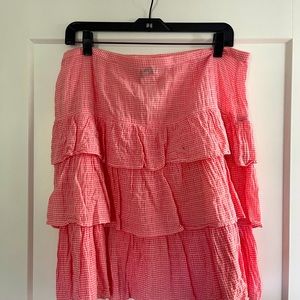 Agnes B cotton red gingham tiered summer skirt, size 42